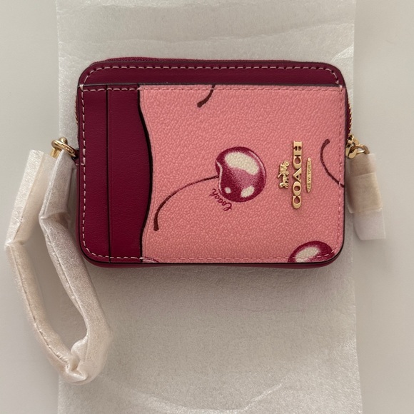 Coach Cherry Print Zip Card Case - Picture 7 of 8